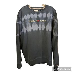 Men's Tommy Jeans Navy Tie-dye Pullover Sweatshirt Size Large Over Sized
